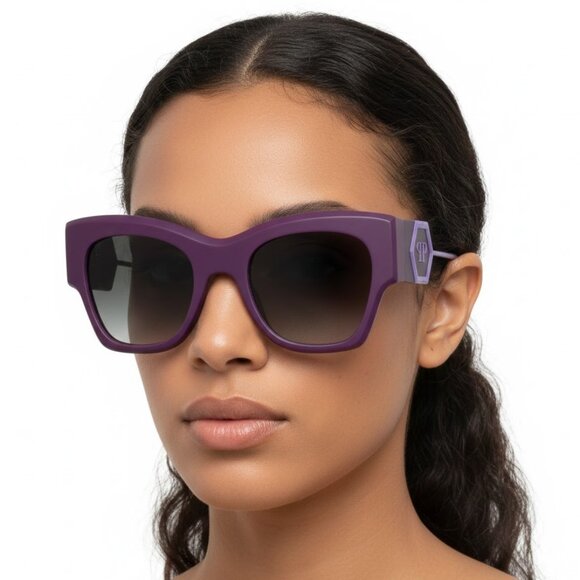 Philipp Plein Womens Cat Eye Violet Violet Smoke Fashion Designer Eyewear